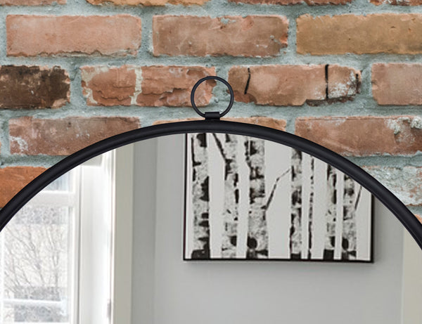Industrial Style Round Wall Mirror - Black