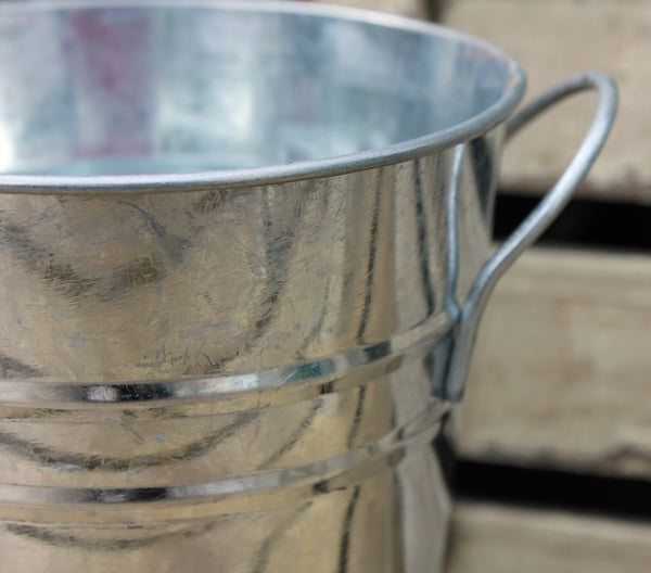 Set of 3 - Silver Tin Metal Bucket Planter