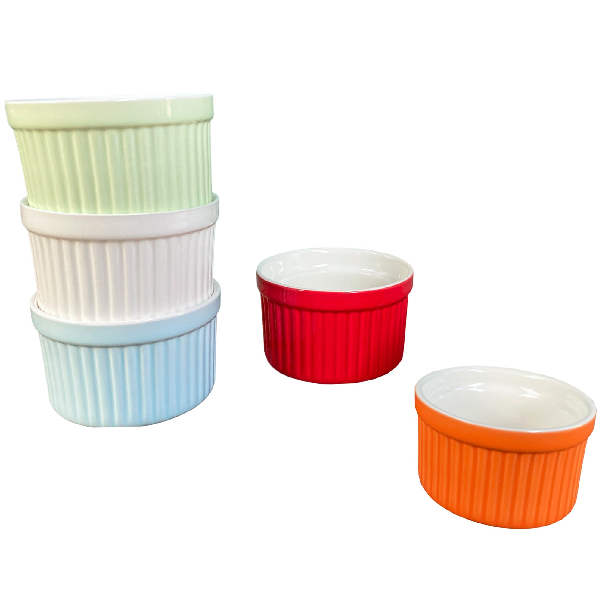 5 Ceramic Ramekin Dishes - Mixed Colours