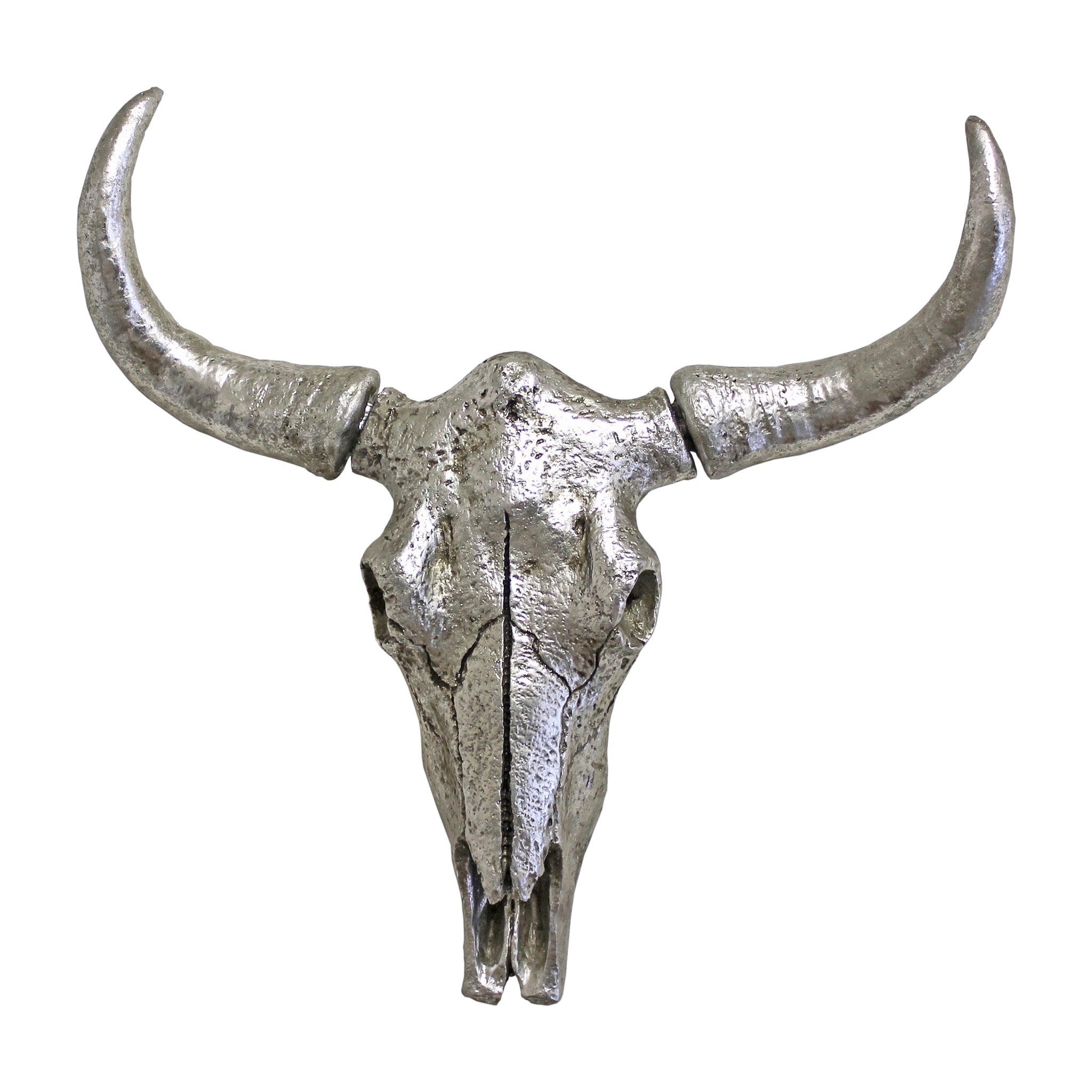 Buffalo Skull Head Hanging Sculpture - Silver
