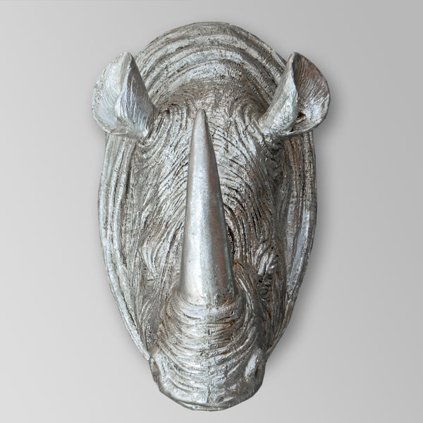 Rhino Head Wall Sculpture - Silver