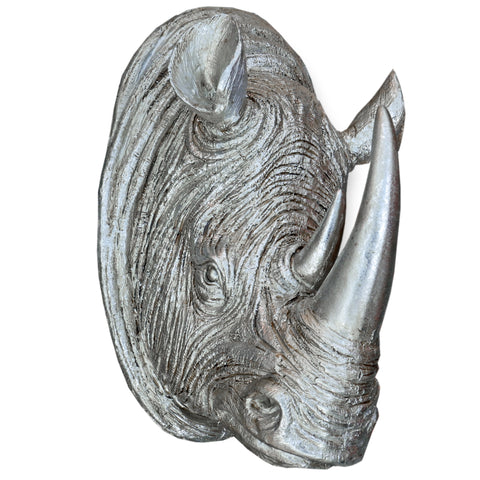 Rhino Head Wall Sculpture - Silver