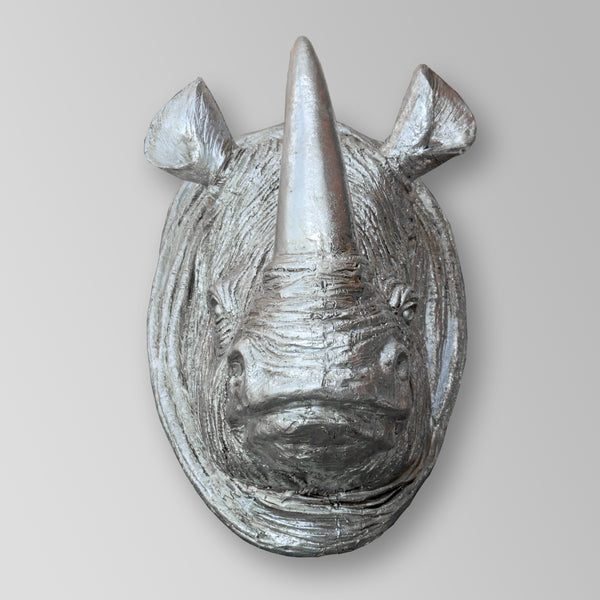 Rhino Head Wall Sculpture - Silver