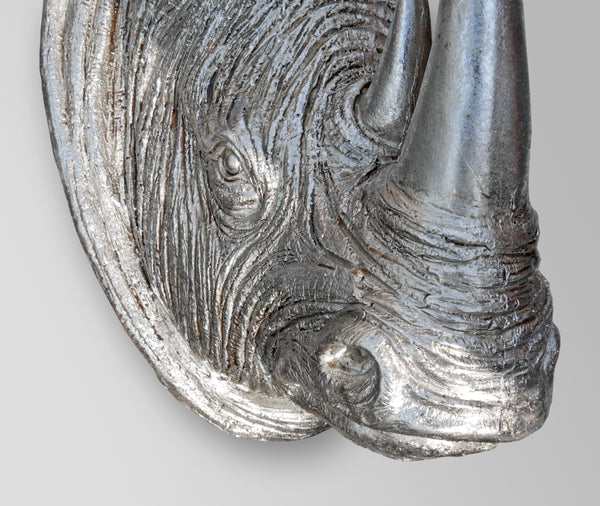 Rhino Head Wall Sculpture - Silver