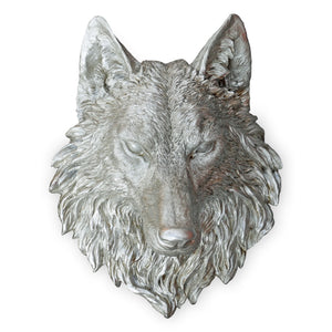 Large Wolf Head Wall Sculpture - Silver