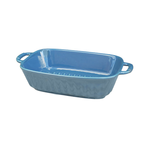 Ceramic Rectangle Oven Baking Tray - Small Blue