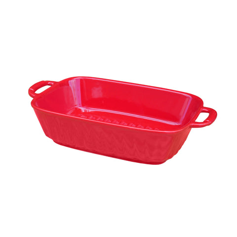 Ceramic Rectangle Oven Baking Tray - Small Red