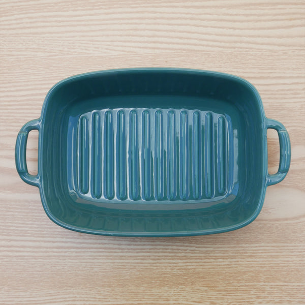 Ceramic Rectangle Oven Baking Tray - Small Green