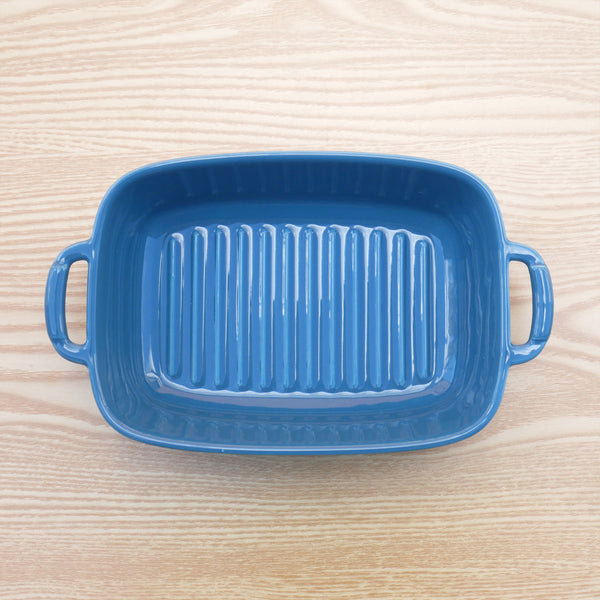 Ceramic Rectangle Oven Baking Tray - Small Blue