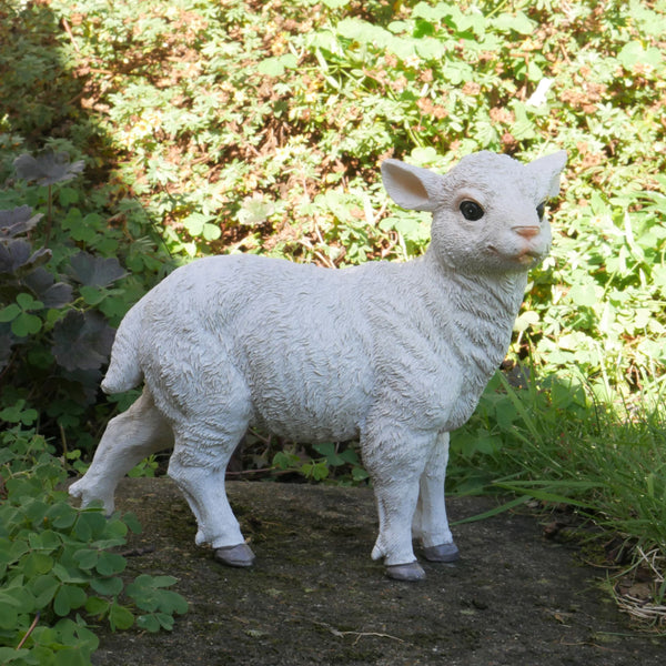 Small White Lamb Farmyard Garden Sculptures