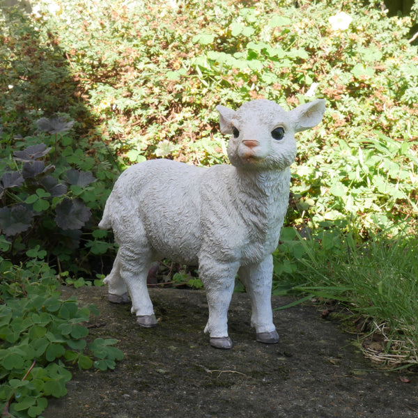 Small White Lamb Farmyard Garden Sculptures