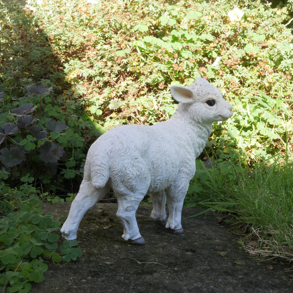 Small White Lamb Farmyard Garden Sculptures