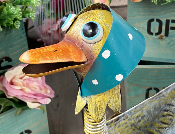 Duck Flower Pot Garden Ornament - Distressed