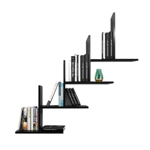 Step Design Compartment Wall Shelf - Black