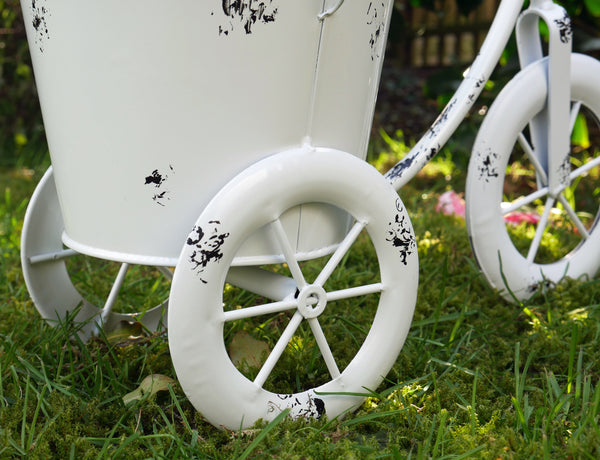 Vintage Tricycle Ornamental Planter - White