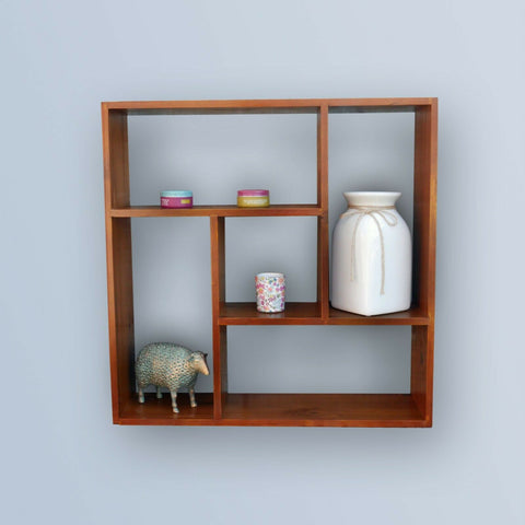 Brown Wooden Cube Wall Shelf Storage Shelving Pigeon Hole Display