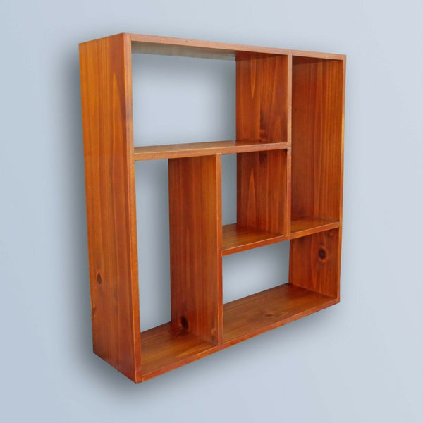 Brown Wooden Cube Wall Shelf Storage Shelving Pigeon Hole Display