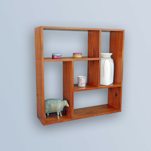 Brown Wooden Cube Wall Shelf Storage Shelving Pigeon Hole Display