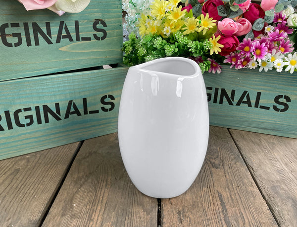 Ceramic Cylinder Decorative Vase - White