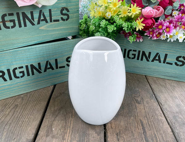 Ceramic Cylinder Decorative Vase - White