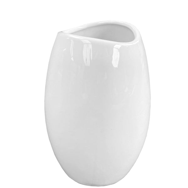 Ceramic Cylinder Decorative Vase - White