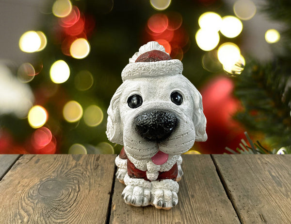 White Spaniel in Santa Suit Costume