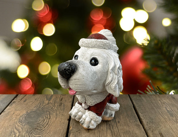 White Spaniel in Santa Suit Costume