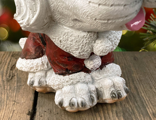 White Spaniel in Santa Suit Costume
