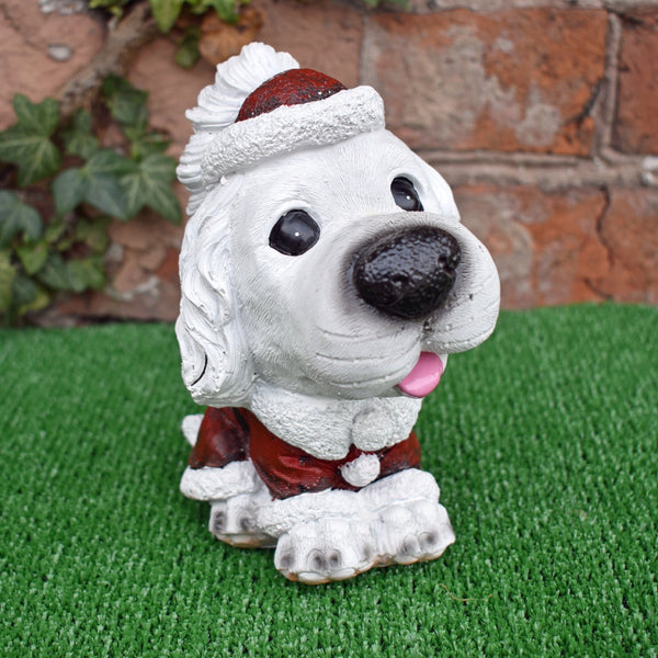 White Spaniel in Santa Suit Costume