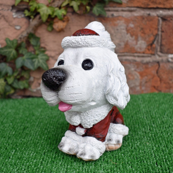 White Spaniel in Santa Suit Costume