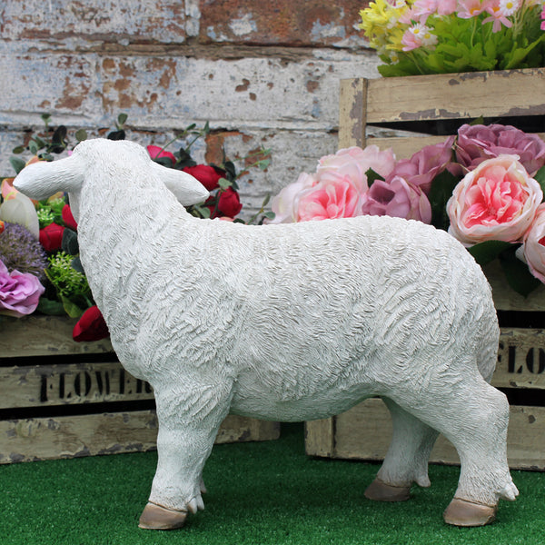 Standing White Sheep Farmyard Garden Sculpture