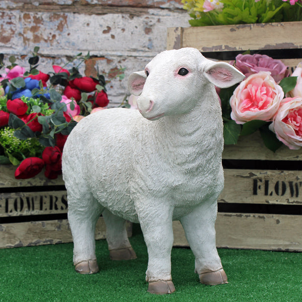 Standing White Sheep Farmyard Garden Sculpture