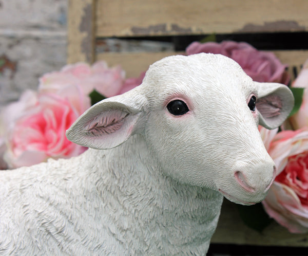 Standing White Sheep Farmyard Garden Sculpture