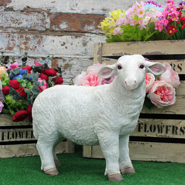 Standing White Sheep Farmyard Garden Sculpture