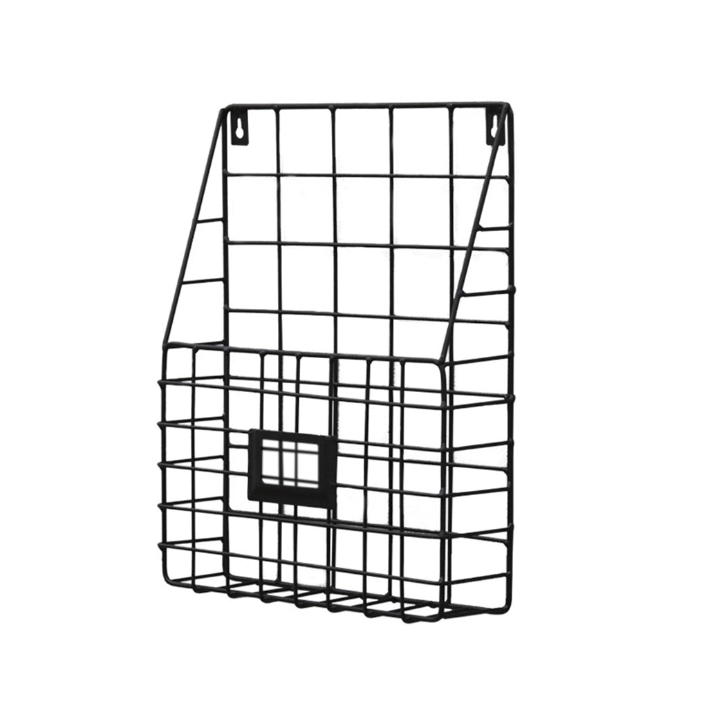 Magazine Rack - Black Wire Metal Wall Mount Storage Rack