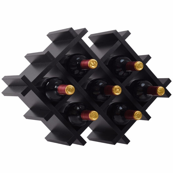 Wall Mounted Wine Rack & Floating Shelves - Black