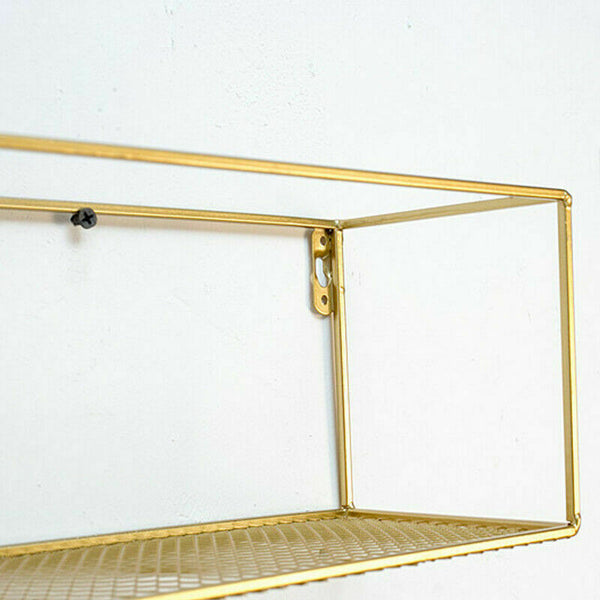 Rectangle Mesh - Medium - Gold Metal Frame Shelf
