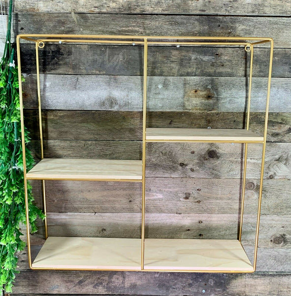 Square - 3 Tier Gold Metal Frame Storage Shelf