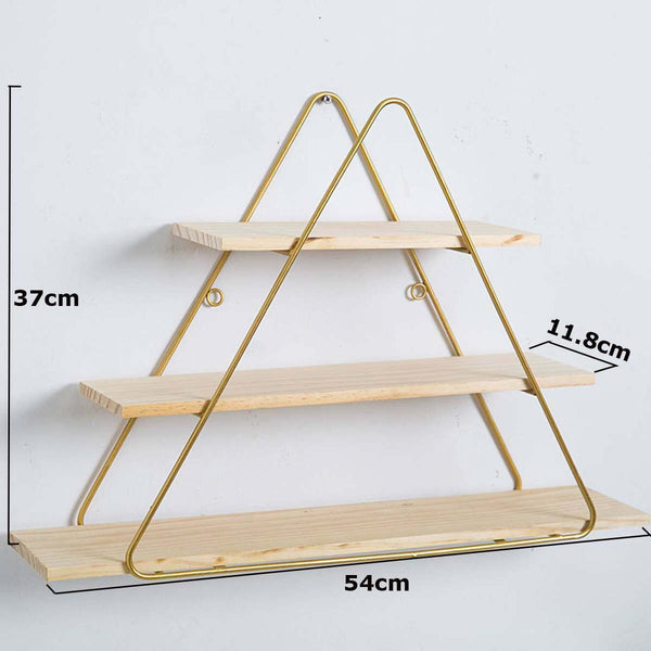 Triangle - 3 Tier Gold Metal Frame Shelf