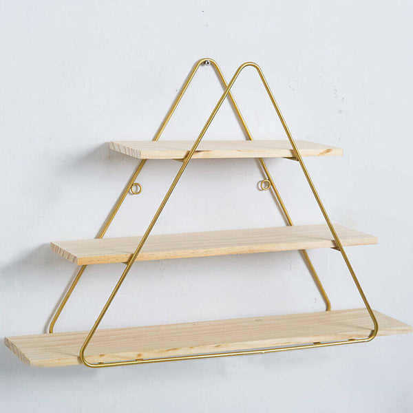 Triangle - 3 Tier Gold Metal Frame Shelf