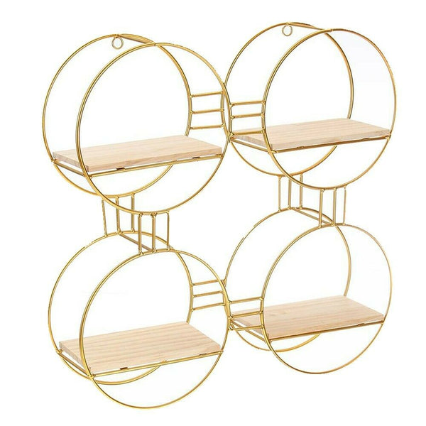4 Linked Circles Gold Metal Frame Shelf