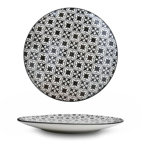 10" Ceramic Geometric Design Round Dinner Plate