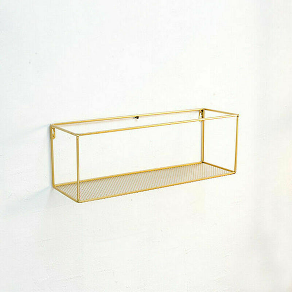 Set of 3 - Rectangle Mesh - Gold Metal Frame Shelves