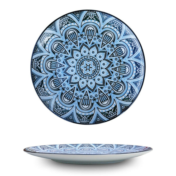 10" Ceramic Floral Mandala Round Dinner Plate